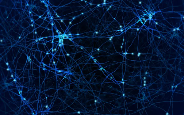 Blue web of interconnected neurons